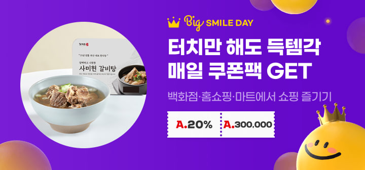 Big SMILE DAY 터치만 해도 득템각 매일 쿠폰팩 GET 백화점&#183;홈쇼핑&#183;마트에서 쇼핑 즐기기
